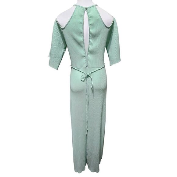 Vintage Carolina maxi dress green floral Embellished keyhole cutout bell Large - Picture 5 of 9